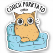 Couch Purrtato Funny Potato Pun Sticker (Voorkant)