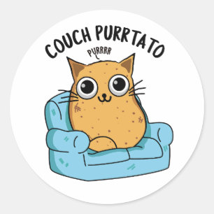 Couch Purrtato Grappige Aardappel Woordspeling  Ronde Sticker