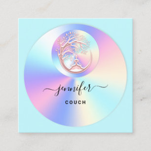 Couch Therapeut Holograf QR Logo Yoga Aqua Vierkante Visitekaartje