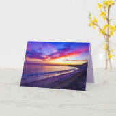 coucher de soleil à la carte de voeux de plage (Fleur jaune)