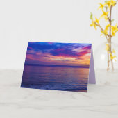 coucher de soleil à la plage 2 carte de voeux (Fleur jaune)