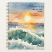 Coucher de soleil à la plage à l'aquarelle (Devant)