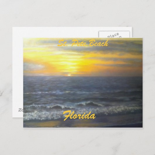 "COUCHER DE SOLEIL À ST. PETE BEACH FLORIDE CARTE  (Devant / Derrière)