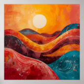 Coucher de soleil Abstrait - Impression d'art Wavy (Devant)