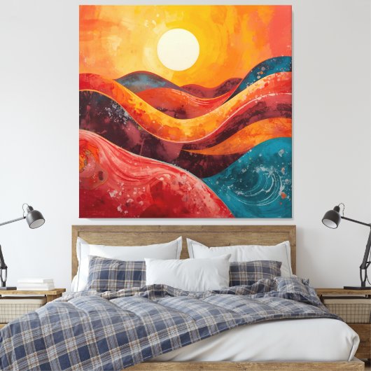 Coucher de soleil Abstrait - Impression d'art Wavy (Insitu(Chambre))
