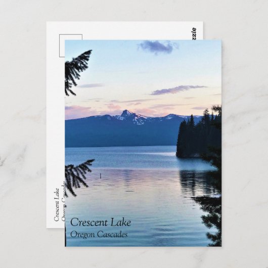 Coucher de soleil au lac Crescent, Oregon Carte po (Devant / Derrière)