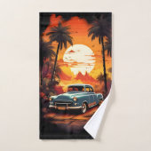 Coucher de soleil avec une voiture ancienne - Cade (Serviette à main)