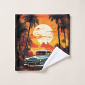 Coucher de soleil avec une voiture ancienne - Cade (Gant de toilette)