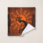 Coucher de soleil brun Kokopelli Sun (Gant de toilette)