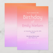 Coucher de soleil coloré Ombre moderne Invitation  (Devant / Derrière)