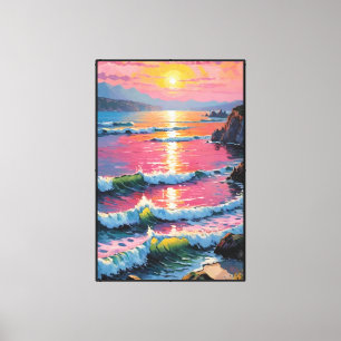 Coucher de soleil côtier avec vagues Art mural ab