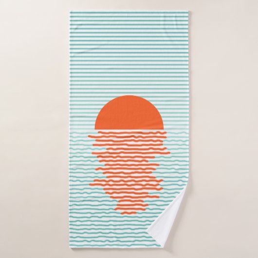 Coucher de soleil dans l'océan - arrière - plan ra (Serviette de bain)