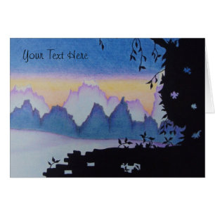 Coucher de soleil d'art abstrait sur les montagnes