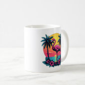 Coucher de soleil de Flamant rose rose - Mug de ca (Devant droit)