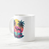 Coucher de soleil de Flamant rose rose - Mug de ca (Devant gauche)