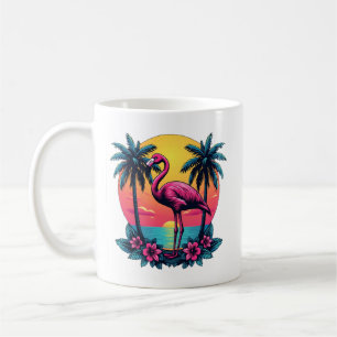 Coucher de soleil de Flamant rose rose - Mug de ca