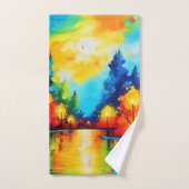 Coucher de soleil de forêt enchanté (Serviette à main)