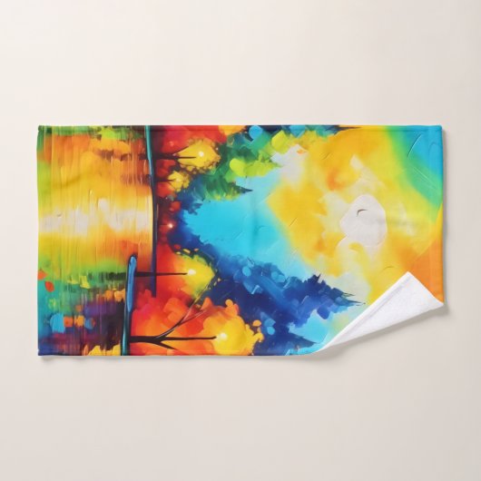 Coucher de soleil de forêt enchanté (Serviette à main)