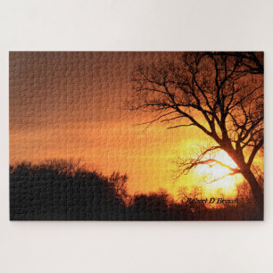 Coucher de soleil de Kansas avec l'arbre Puzzle Si