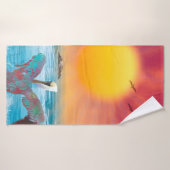 COUCHER DE SOLEIL DE L'ÎLE Pélicane Brown (Serviette de bain)