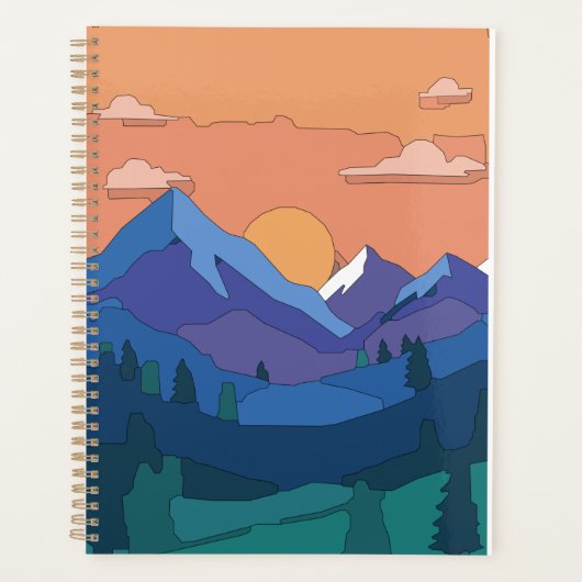 Coucher de soleil de montagne géométrique (Devant)