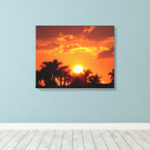 Coucher de soleil de palmier de Floride toile étir (Insitu (Plancher de Bois))