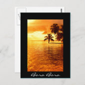 Coucher de soleil de palmier noir Bora Bora carte  (Devant / Derrière)
