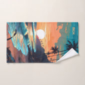Coucher de soleil de plage tropicale sur mesure (Serviette à main)
