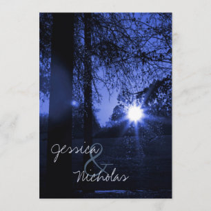 Coucher de soleil des arbres Invitations de mariag