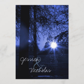 Coucher de soleil des arbres Invitations de mariag