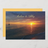 Coucher de soleil d'été, Faire-part de mariage tro (Devant / Derrière)