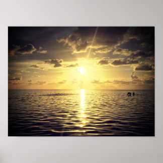 Coucher de soleil doré - Affiche 1