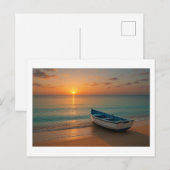 Coucher de soleil doré paisible avec carte postale (Devant / Derrière)