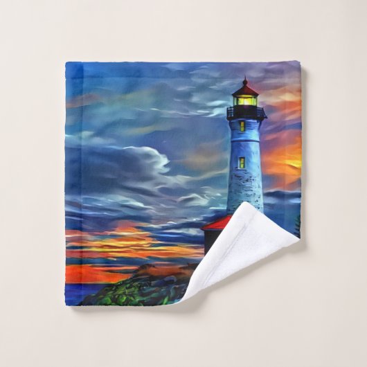 Coucher de soleil du phare (Gant de toilette)