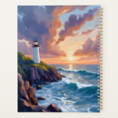 Coucher de soleil du phare côtier | Peinture de l' (Dos)