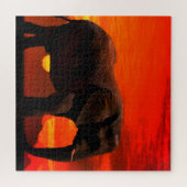Coucher de soleil du Puzzle des éléphants (Horizontal)