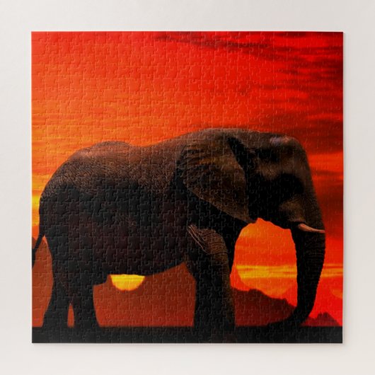 Coucher de soleil du Puzzle des éléphants (Vertical)