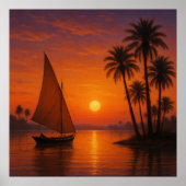 Coucher de soleil égyptien - Nil River View Poster (Devant)