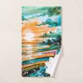 Coucher de soleil en fleurs (Serviette à main)