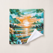 Coucher de soleil en fleurs (Gant de toilette)