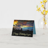 Coucher de soleil en peinture Carte de vœux pliée (Fleur jaune)