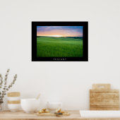Coucher de soleil en Toscane noir poster imprimé (Cuisine)