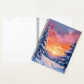 Coucher de soleil enneigé d'hiver | Peinture à l'a (Devant avec enveloppe)