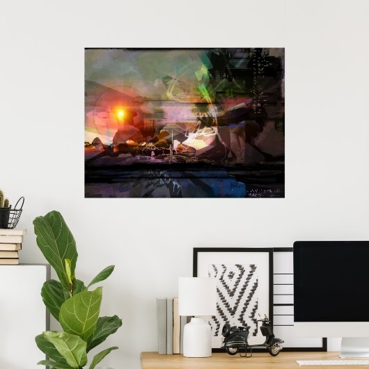 Coucher de soleil - impression abstraite (Bureau à domicile)