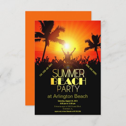 coucher de soleil invitation à la plage (Devant / Derrière)