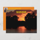 Coucher de soleil Kansas avec silhouettes, carte p (Devant / Derrière)