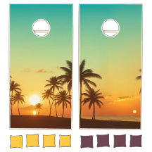 Coucher de soleil Palmiers Tropical Beach Cornhole