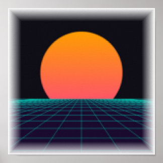 Coucher de soleil pixelisé 8 bits - Impression d'a