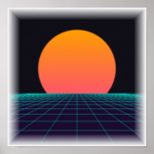 Coucher de soleil pixelisé 8 bits - Impression d'a (Devant)