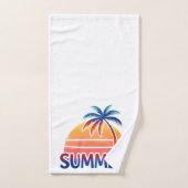 Coucher de soleil rétro d'été avec palmier (Serviette à main)